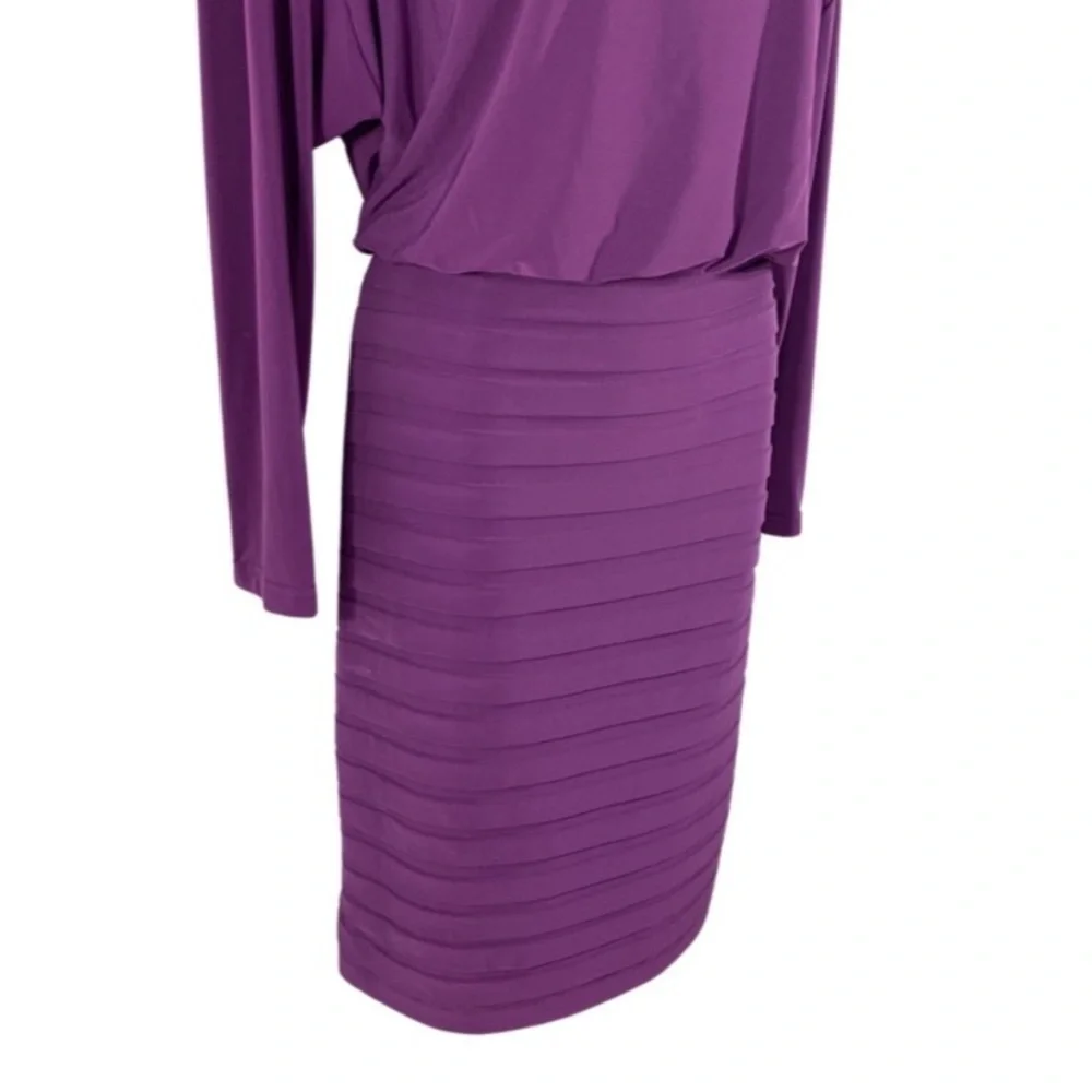 Adrianna Papell purple banded blouson jersey dress 6 TT30